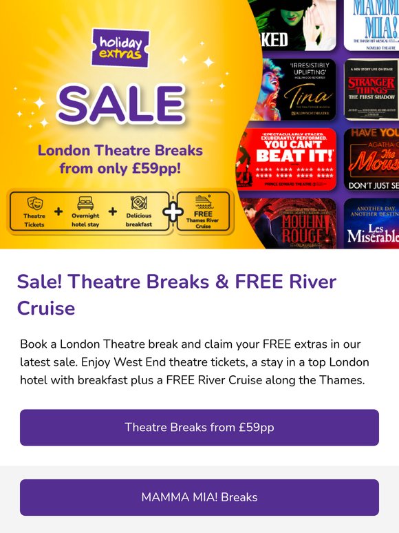 From £59pp - Theatre Breaks & FREE River Cruise 🛥️