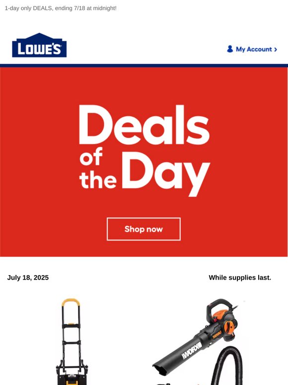 LIMITED TIME deals, just for today.