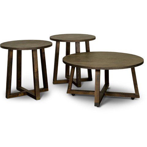 Industrial Dark Brown Table Group, Set of 3
