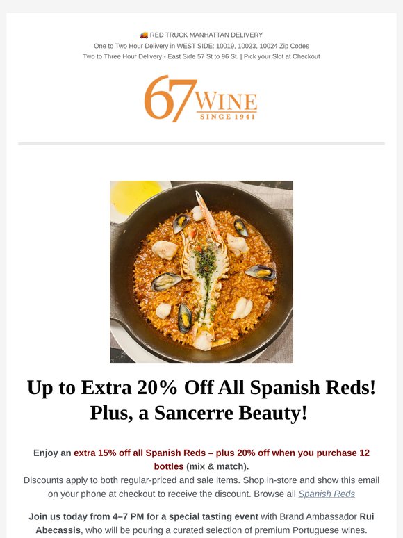 Up to 20% Off All Spanish Reds – Sale Prices Included! Plus, a Sancerre Beauty!