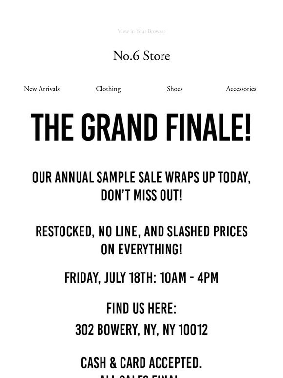 LAST DAY OF OUR NYC SAMPLE SALE!