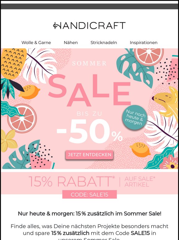 📣 Summer Sale Reminder: 15% Extra-Rabatt – nur noch heute & morgen