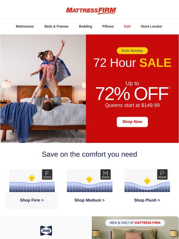 Up to 72% off the sleep you’ve been dreaming of—ends Monday!