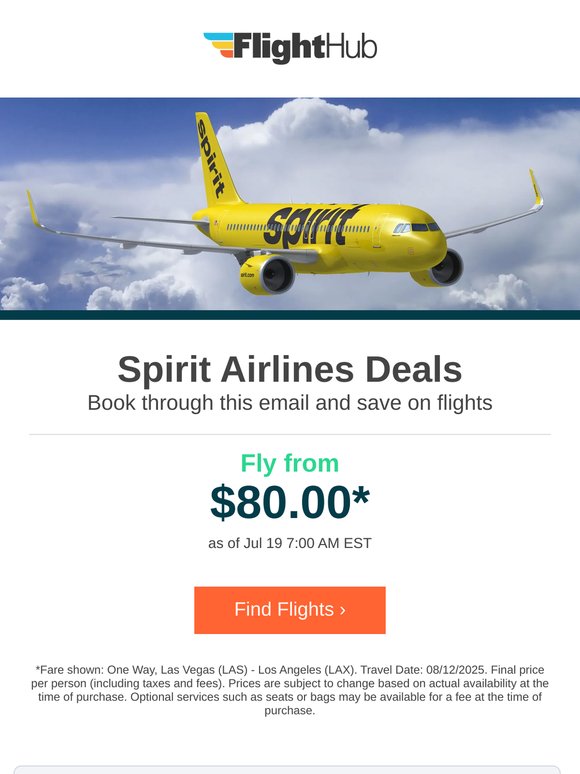 ✈ Spirit Airlines from $80.00!