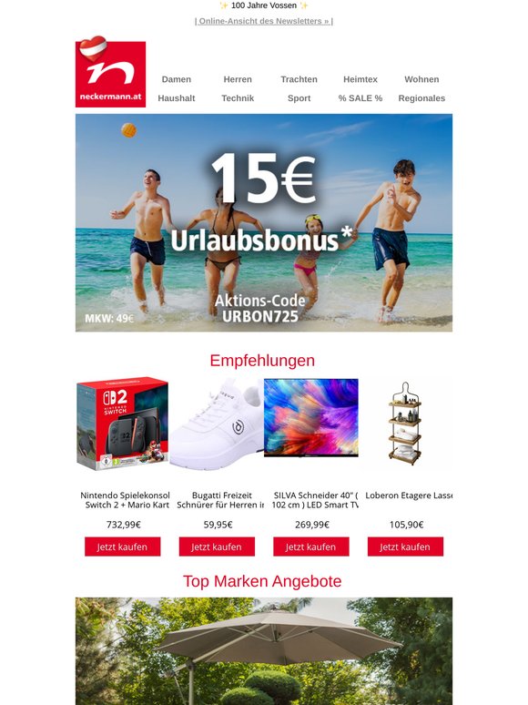 Ihr 15€ Urlaubsbonus wartet auf Sie 🛍️