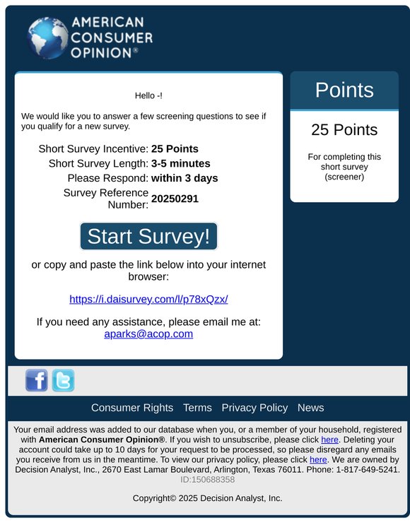 Reminder: Exciting New Survey!