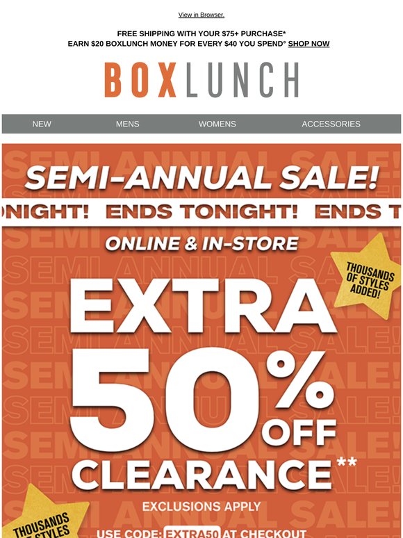 Almost over ⌛ Score an extra 50% off clearance and BOGO 50% off!