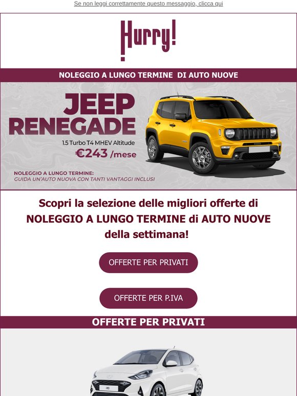🚘HURRY! Noleggio | Le MIGLIORI OFFERTE della settimana 🚘 Scopri tutte le auto a noleggio a prezzi scontati!