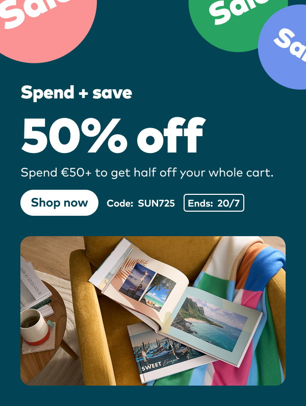 Spend and save 50% off. Spend €50 or more to get half off your whole cart. Code SUN725. Ends 20/7. Shop now