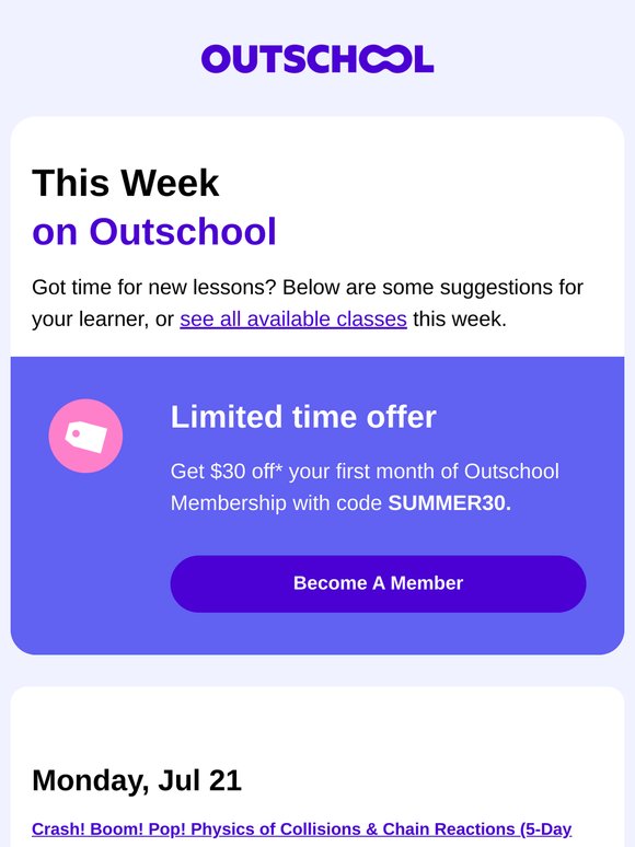 This week on Outschool: Classes your learner may like