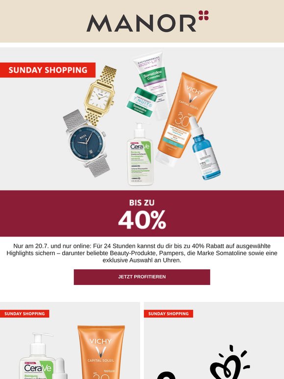—, schnapp dir bis zu 40% beim 24-Stunden-Shopping
