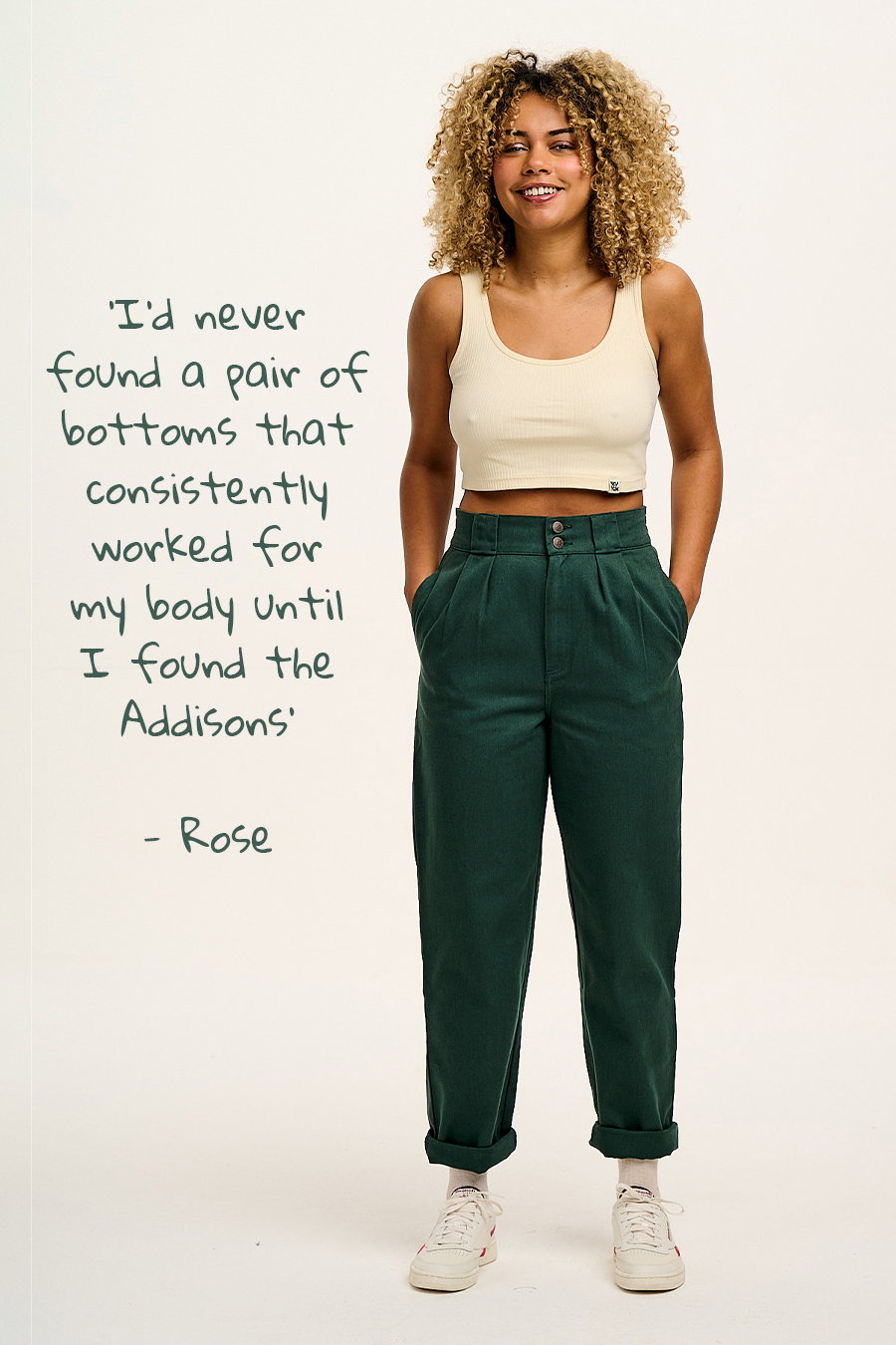 Addison - Cotton Jeans in Posy Green
