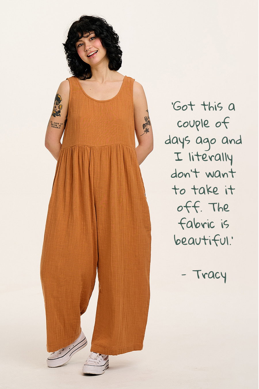 Bellamy - Wide Leg Cotton Jumpsuit in Terracotta