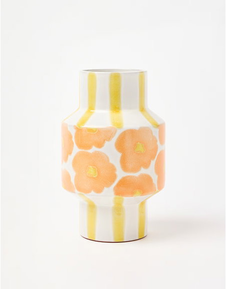 Zahra Orange Floral Ceramic Vase