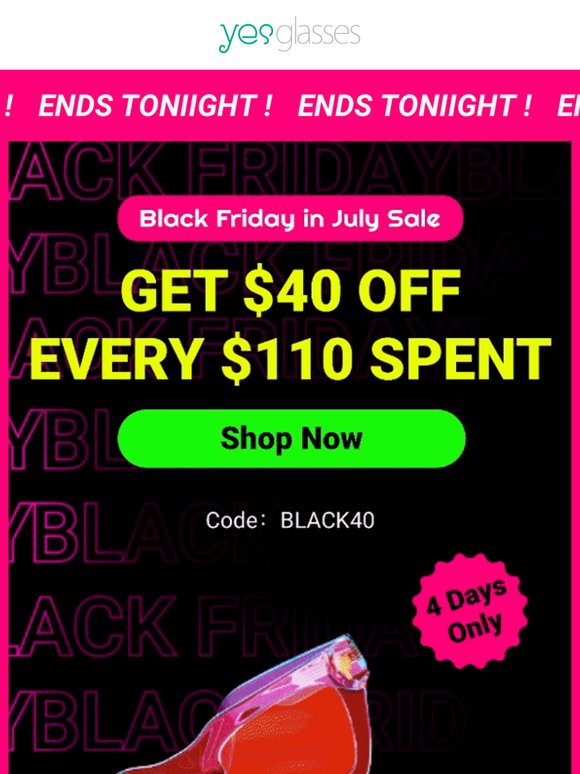 ⏳ Final Hours: Yesglasses Black Friday in July! 🔥