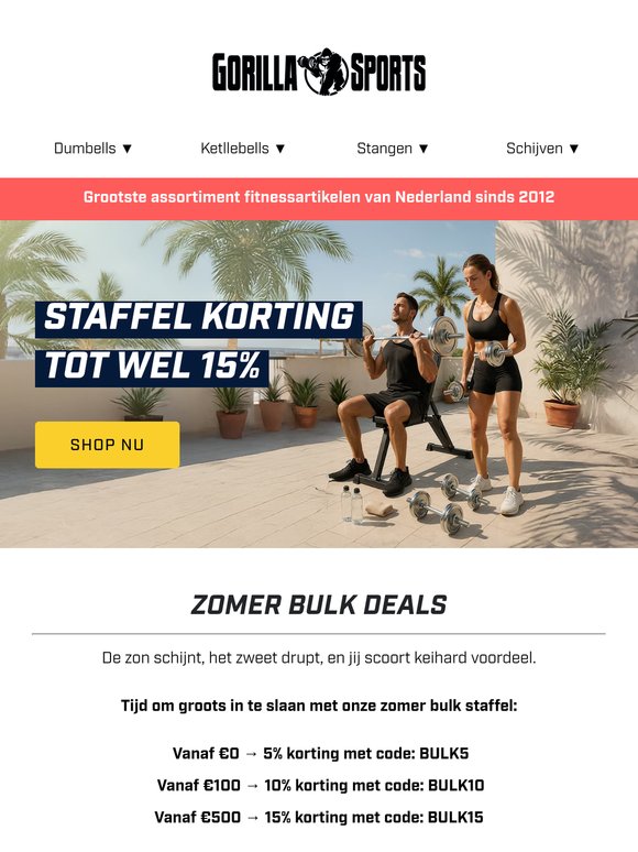 💥 Zomer Bulk Korting: tot 15% op alles wat jij nodig hebt deze zomer