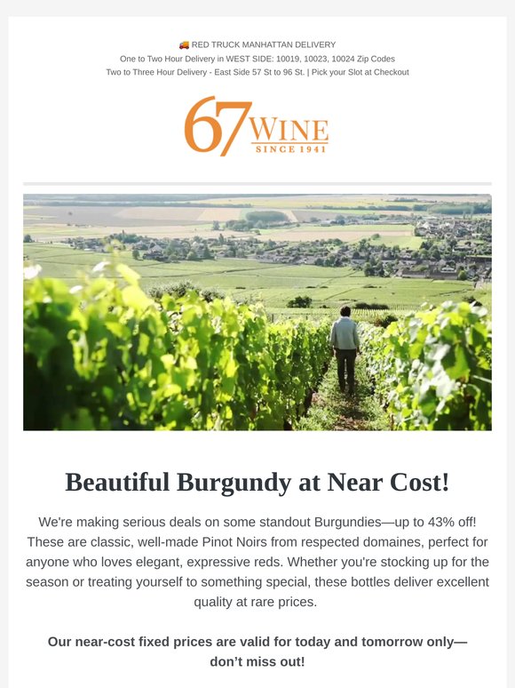 Beautiful Burgundy at Near Cost! Plus, Last Day — All Spanish Reds on Sale