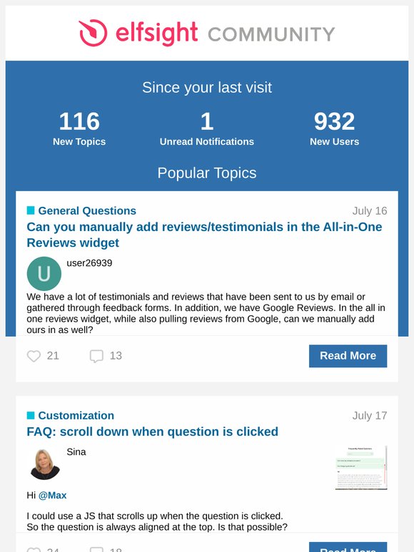 [Elfsight Community] Summary