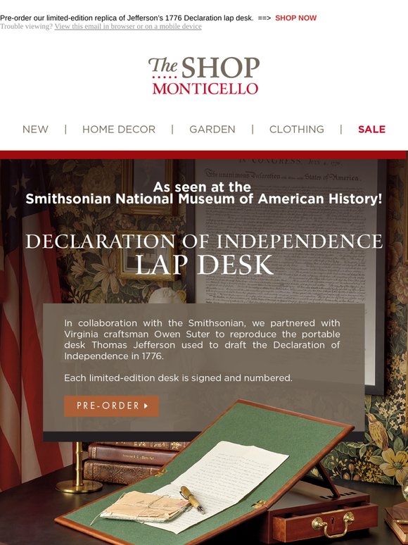 [NEW] Jefferson's Lap Desk Now Available for Pre-Order!