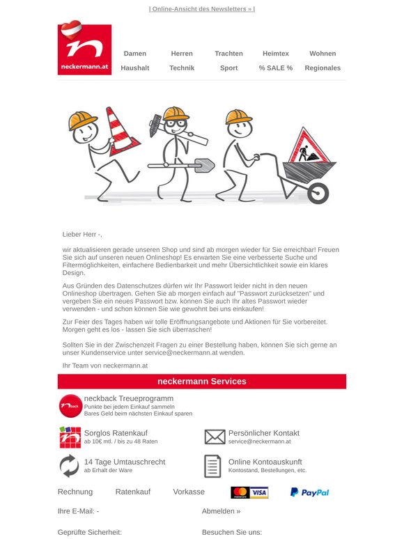 Wichtige Information zu unserem Shop!