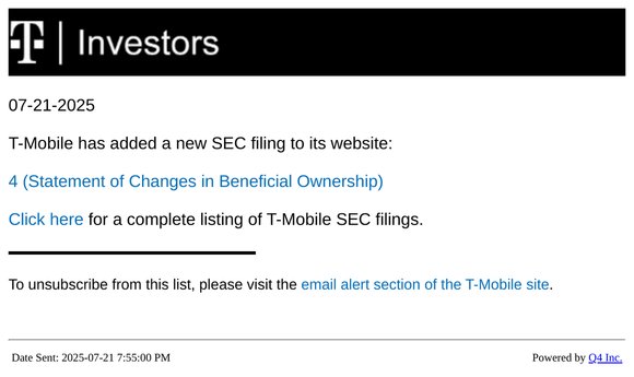 T-Mobile - 4 (Statement of Changes in Beneficial Ownership) SEC Filing