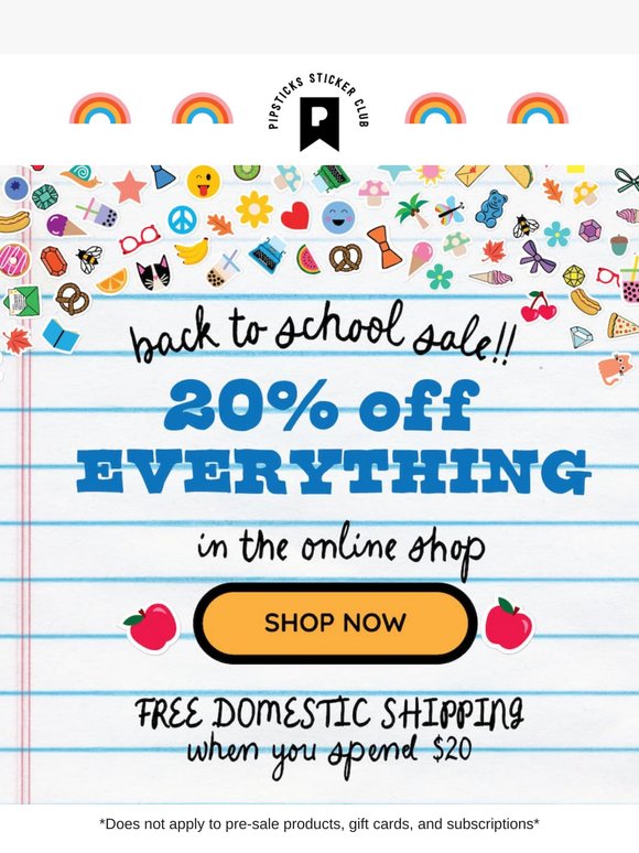 SALE 🎒✏️🍎 20% off the entire shop!