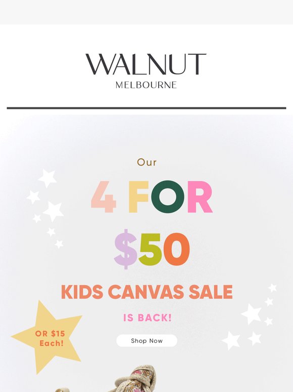 Our 4 for $50 Kids Canvas Sale is back!