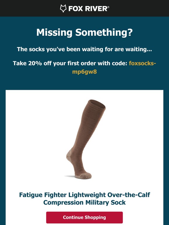 Your next step? Revisit Fatigue Fighter Lightweight Over-the-Calf Compression Military Sock for unmatched comfort!