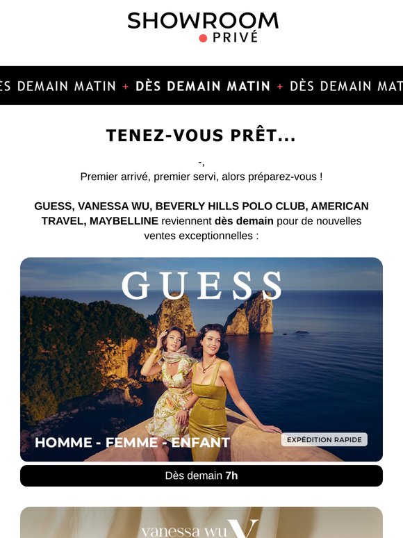 Vous attendiez des nouvelles de GUESS, VANESSA WU, BEVERLY HILLS POLO CLUB, AMERICAN TRAVEL, MAYBELLINE ?