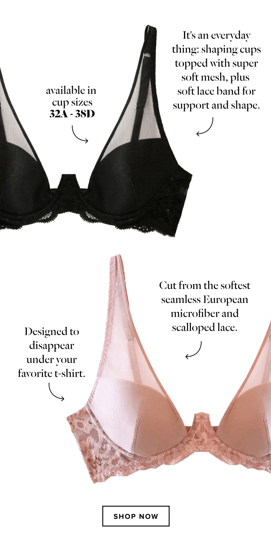 Charlotte Lace Overlay Demi Bra