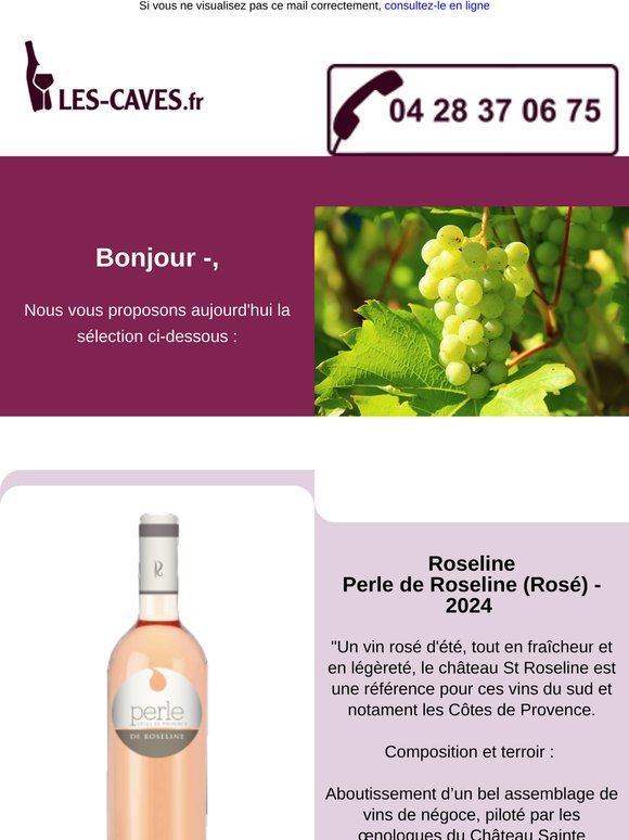 Aujourd'hui Perle de Roseline Rosé et Côtes de Provence N°2 de Saint Martin Rosé