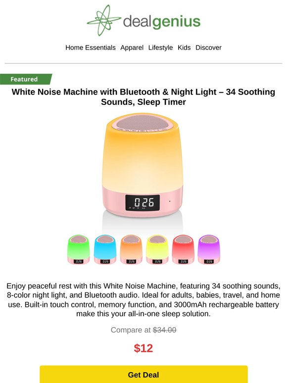 Sleep Smarter – 34 Sounds & Soothing Night Light Inside 🌙