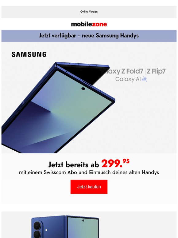 Neue Galaxy Z Fold7 & Z Flip7 ab 299.95