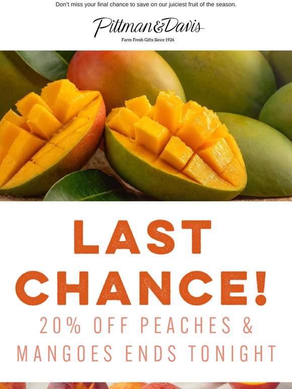 Final Hours: 20% Off Peaches & Mangoes Ends Soon! 🍑🥭
