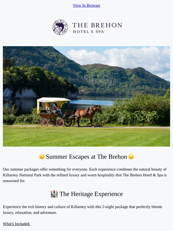 Summer Escapes at The Brehon