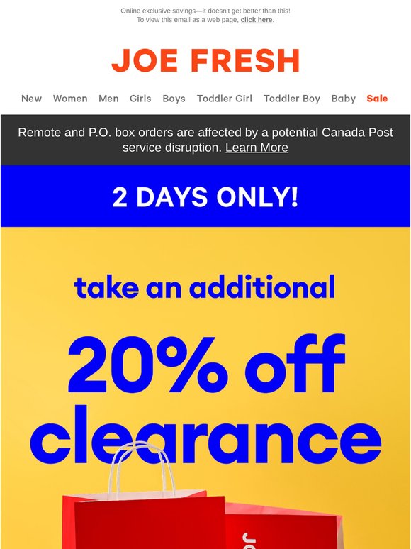 2 DAYS ONLY! Additional 20% off Clearance 🥳