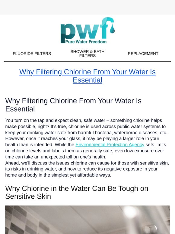 Why Filtering Chlorine From Your Water Is Essential