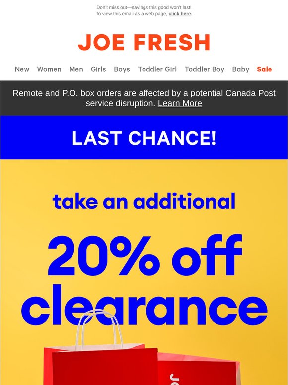 ENDS SOON: Additional 20% off Clearance! 🚨