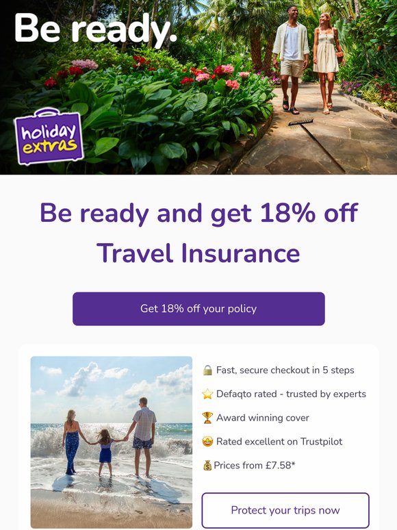 Get 18% off Travel Insurance when you book today 🌍
