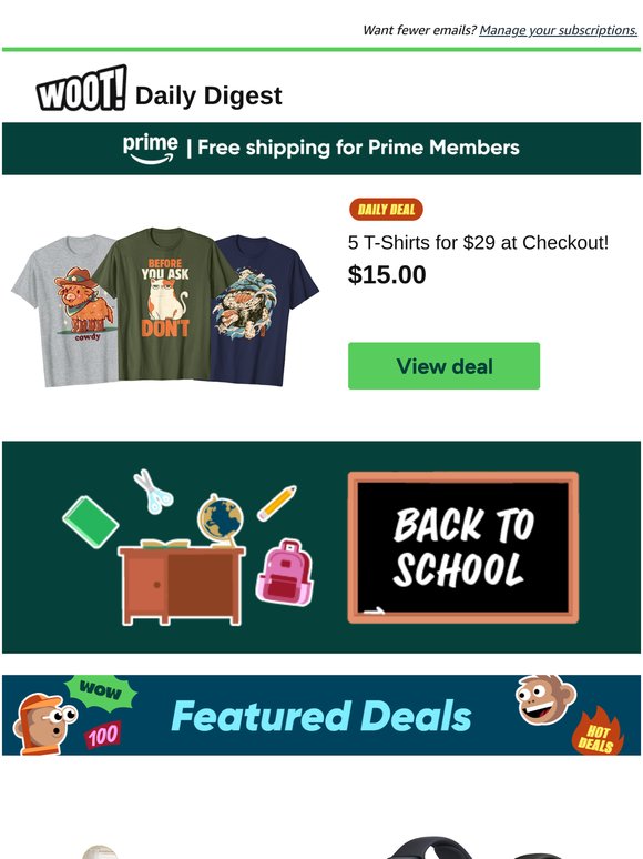 Daily Digest: 5 T-Shirts for $29 at Checkout! and more!