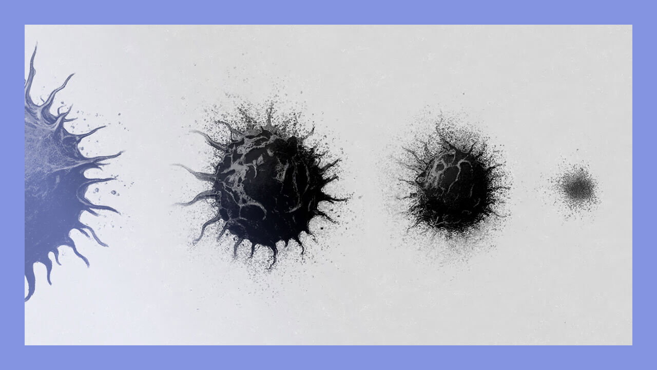 An illustration depicting decreasing cancer cells.