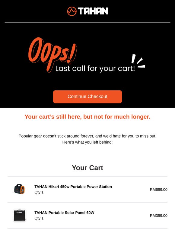, your cart’s almost gone!