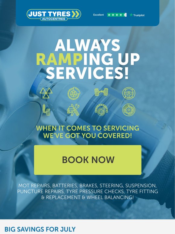 , Save on services and tyres this July