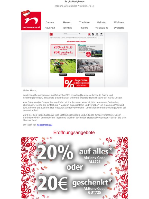 Eröffnungsaktionen - besuchen Sie unseren NEUEN Onlineshop! 🥳