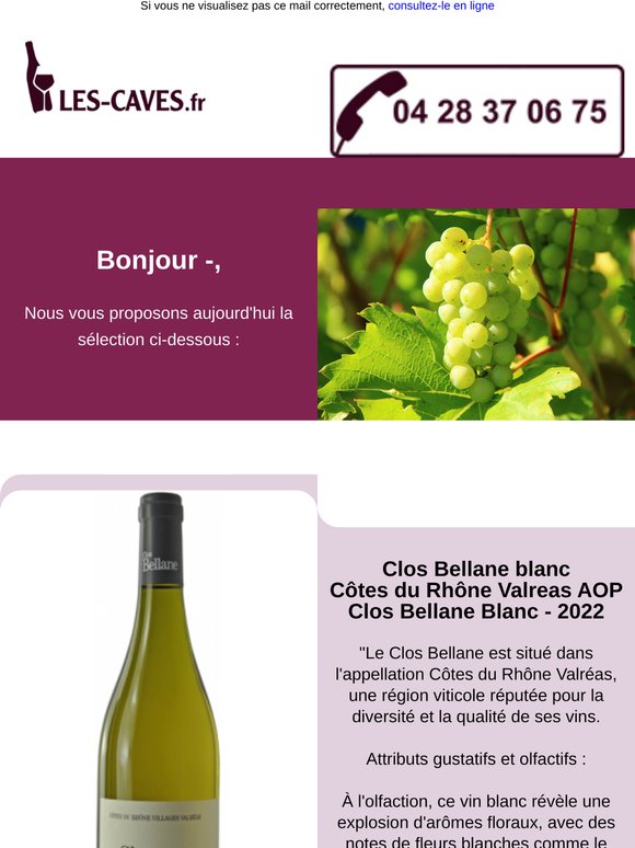 Aujourd'hui Clos Bellane blanc - Côtes du Rhône Valreas et Domaine Marcel Joubert - Morgon AOP La Côte du Py Nature