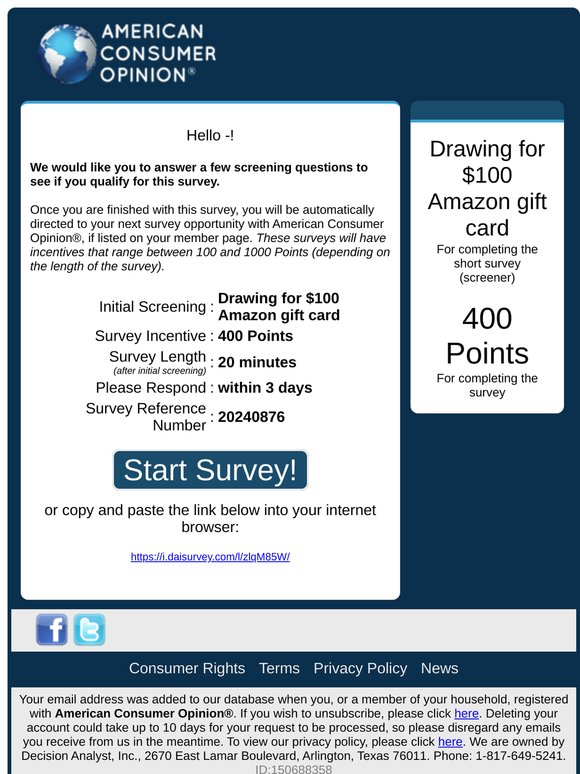 Exciting New Survey!