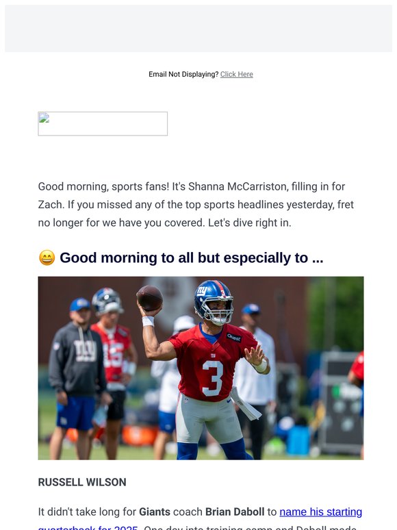 Giants name Russell Wilson QB1 | NFL Day 1 training camp takeaways | Predicting MLB trade deadline moves