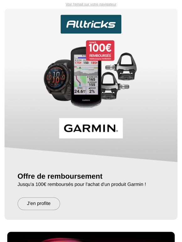 Offres exclusives Garmin : jusqu’à 100€ de remboursement !