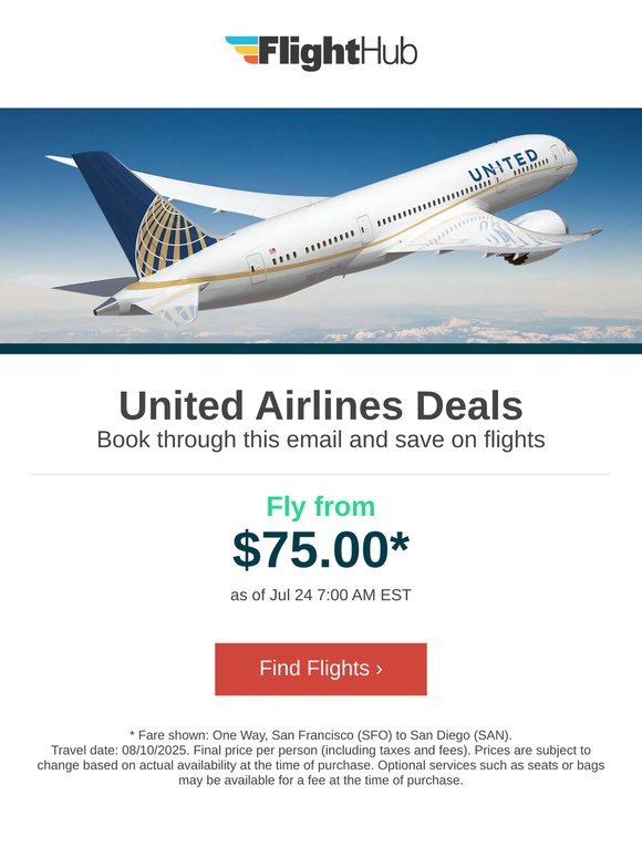 ✈ United Airlines from $75.00