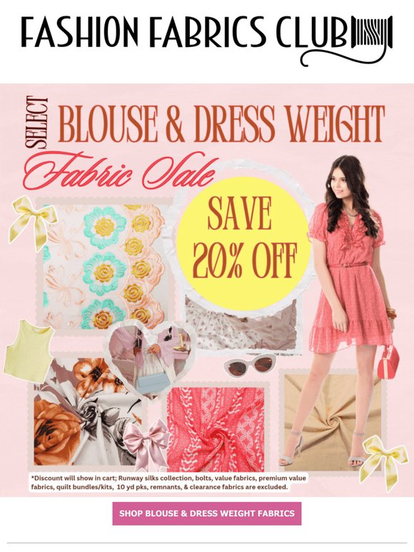 Save 20% Off Select Blouse & Dressweight Fabrics – Limited Time